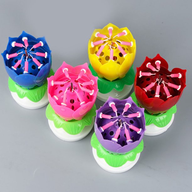 Muyoka Las velas musicales de doble rotaci贸n abren giros y reproducen la decoraci贸n de pasteles para la fiesta de cumplea帽os, rojo