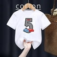 thumbnail image 2 of Camiseta de algodón para niños y niñas, divertida camiseta con estampado de números de cumpleaños de coche, ropa para niños de 1 a 9 años, regalo de cumpleaños, camiseta linda para niños, 2 of 5