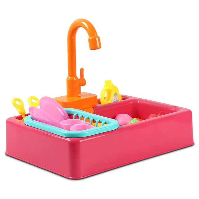 Fregadero juguete eléctrico agua reciclaje lavavajillas niños cosplay simulación responsabilidad toys cocina accesorios de juguete rojo Methold FN001334-02