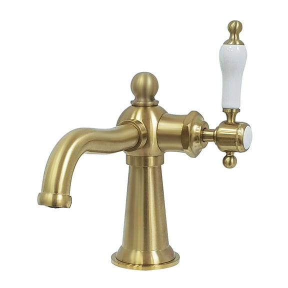 Kingston Brass KS154KLBB Nautical One-Handle Single-Hole Bathroom Faucet with Push Pop-Up Drain, Brushed Brass