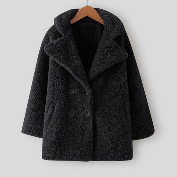 Vedolay Blazer Jackets Girls Hooded Puffer Coat with Patch Pockets,Black 2-3 Years