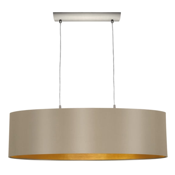 Eglo Lighting-31613A-Maserlo - Two Light Pendant  Matte Nickel Finish with Cappucino/Gold Shade