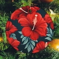 thumbnail image 6 of Christmas Ceramic Ornament Red Hawaiian Hibiscus Flower Double Sided Porcelain 3 Inch Summer Tropical Flowers Christmas Tree Ceramic Ornament Decoration Merry Xmas for Family & Friends, 6 of 8