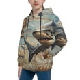 thumbnail image 2 of Kdxio Wood Grain Shark Pattern Boys Athletic Unisex Boys Girls Hoodie with Pocket Sweatshirts-X-Large, 2 of 6