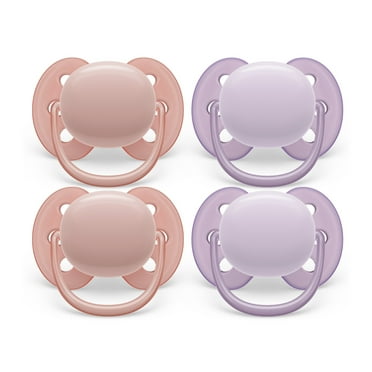 Philips Avent Ultra Soft Pacifier - 4 X Soft and Flexible Baby Pacifiers For Babies Aged 0-6 Months, Bpa Free with Sterilizer Carry Case (Model SCF091/25)