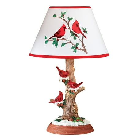 Cardinal Table Lamp Christmas Decoration with Tree Trunk ...