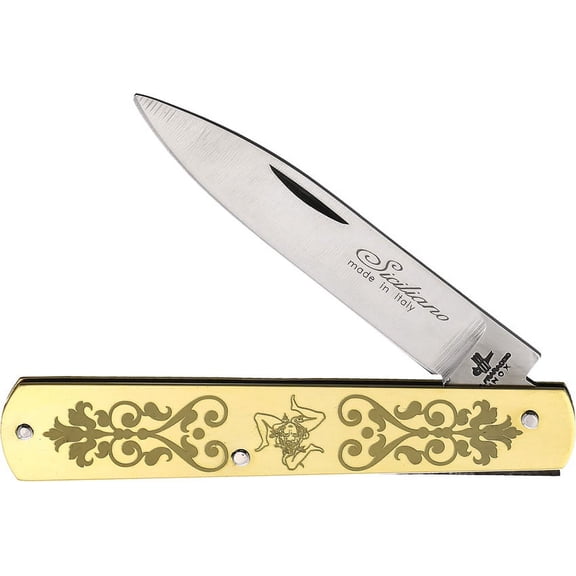 Fraraccio Knives 0059/02-17 Stainless Blade Gold Finish Handle Folding Knife