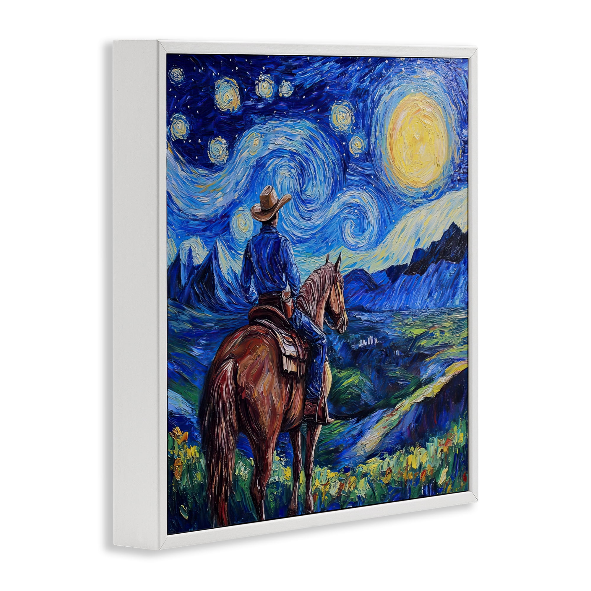 Stupell Industries Starry Night Cowboy White Framed Giclee Art, design by Tina LeCour