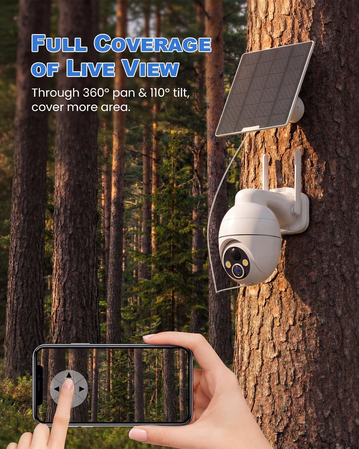 Generic 4G LTE Solar Cellular Security Camera Built in SIM 3MP PTZ No WiFi PIR Alerts 2 Way Audio