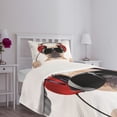 thumbnail image 5 of Ambesonne Popstar Party Quilted Bedspread Set 2 Pcs, DJ Bulldog Music, Twin Size, Pale Brown Black Red, 5 of 6