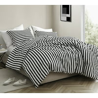 Onyx Black and White Striped - Oversized Comforter - 100% Cotton Bedding