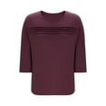 thumbnail image 5 of SDNall Women‘S Casual Solid Color Round-Neck Hooded 3/4 Sleeve Blouse Blouses Shirts Top, 5 of 8