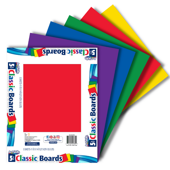 Artskills Classic Poster Board, 11 x 14, 5/Pack, Assorted Colors PA-1364