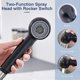 thumbnail image 2 of Retractable Black Faucet Sprayer Kitchen Sink Mixer Tap 2 Jets Replacement Sprayer for Kitchen Faucet or Sink, 2 of 5