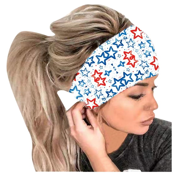 Headbands for Women Men LSQii Hair Band Turban Wicking Blue Adjustable Elastic Non-Slip Print Head Wrap Absorbing for Fashion Summer Outdoor Sports