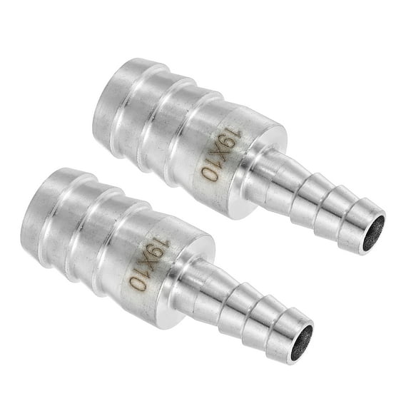 2Pcs 3/4" to 3/8" Hose Barb Reducer Pipe Fitting, 304 Stainless Steel Hose Pipe Fitting Sanitary Adapter for Vacuum Systems, Industrial Pipe Connections, Silver