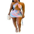 thumbnail image 1 of CNKOO Robe Femme Rayée Col Halter Sans Manches Découpée une-Pièce, 1 of 5