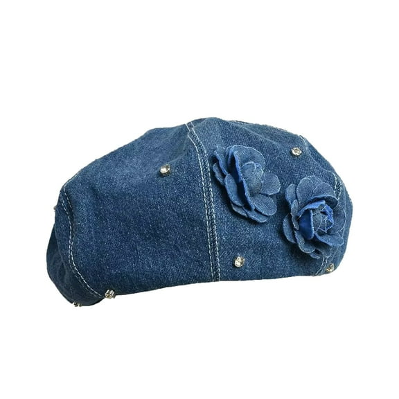 Tanghaowl Womens Hat Women Girls Denim Beret French Hat Casual Sun Hat With Adjustable Strap French Bonnets