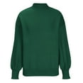 thumbnail image 4 of Womens Knitted Mock Neck Sweater Lantern Long Sleeve Plain Pullover Tops for Fall Winter Casual Clothes Loose Fit (Medium, Green), 4 of 6