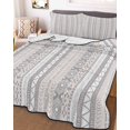 thumbnail image 3 of Quilts King Size, Grey Beige Geometric Soft Comforter Bedding Set for Bed, Modern Abstract Art Striped Lightweight Quilted Bedspread with Pillow Cover(2 Pieces) for All Season, 96x106 Inch, 3 of 6