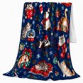 thumbnail image 2 of Christmas Cats Navy Blue Pattern Playful Holiday Illustration, Playful Pet Portrait Pattern, Warm Flannel Blanket for Living Room and Bedroom, Cat Lovers Christmas Gift, Pet Lover Home Decor, 2 of 9