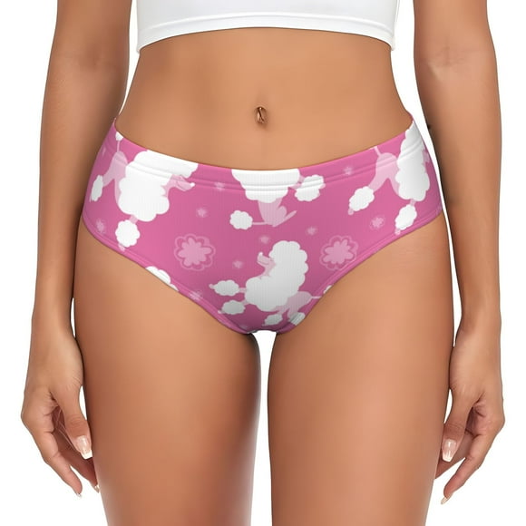 Balery Cute Poodle Dog Ropa Interior de Algodón para Mujer con Dibujo – Braguitas Cómodas y Elásticas, Estilo Clásico-X-Large