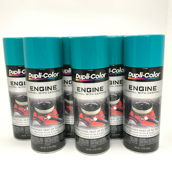 Duplicolor DE1643-6 Pack Engine Enamel Paint with Ceramic Torque & Teal - 12 oz