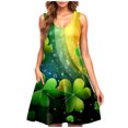 thumbnail image 2 of Kmdttou Women Summer Casual Short Sleeve Dresses St. Patrick's Day Casual Plus-size Sleeveless Crew Neck Short Dress with Pockets (Size:S-2XL), 2 of 5