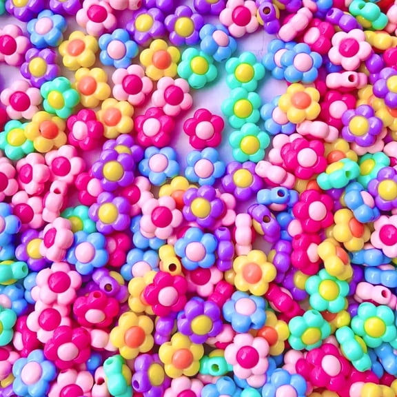Flower Beads for Making, Multicolor, 16mm, Large Size, 100 count, Craft Supplies