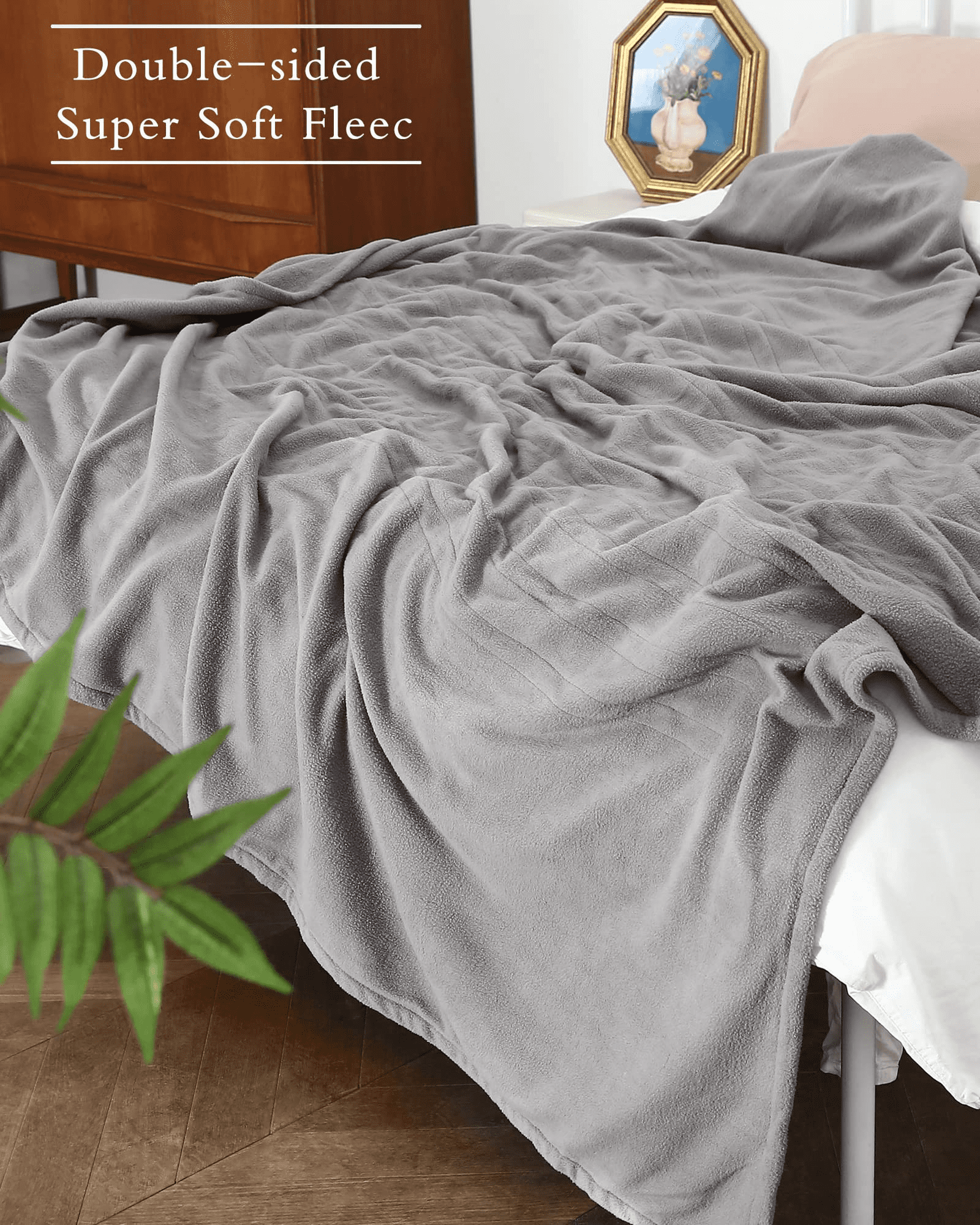 SUNNY HEAT Electric Heated Blanket Full Size 72" x 84" Soft Flannel with 4 Levels Heating & 10Hs Auto off, Machine Washable, Grey