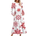 thumbnail image 1 of Pisexur Robes de Noël pour Femmes Mode Imprimé Graphique de Noël Robes de Fête Décontractées Col Rond Manches Longues Robe Maxi Fluide à Étages Robes Longues d'Automne pour Femmes avec Poches, 1 of 4
