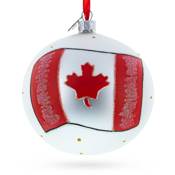 Flag of Canada Glass Ball Christmas Ornament 4 Inches