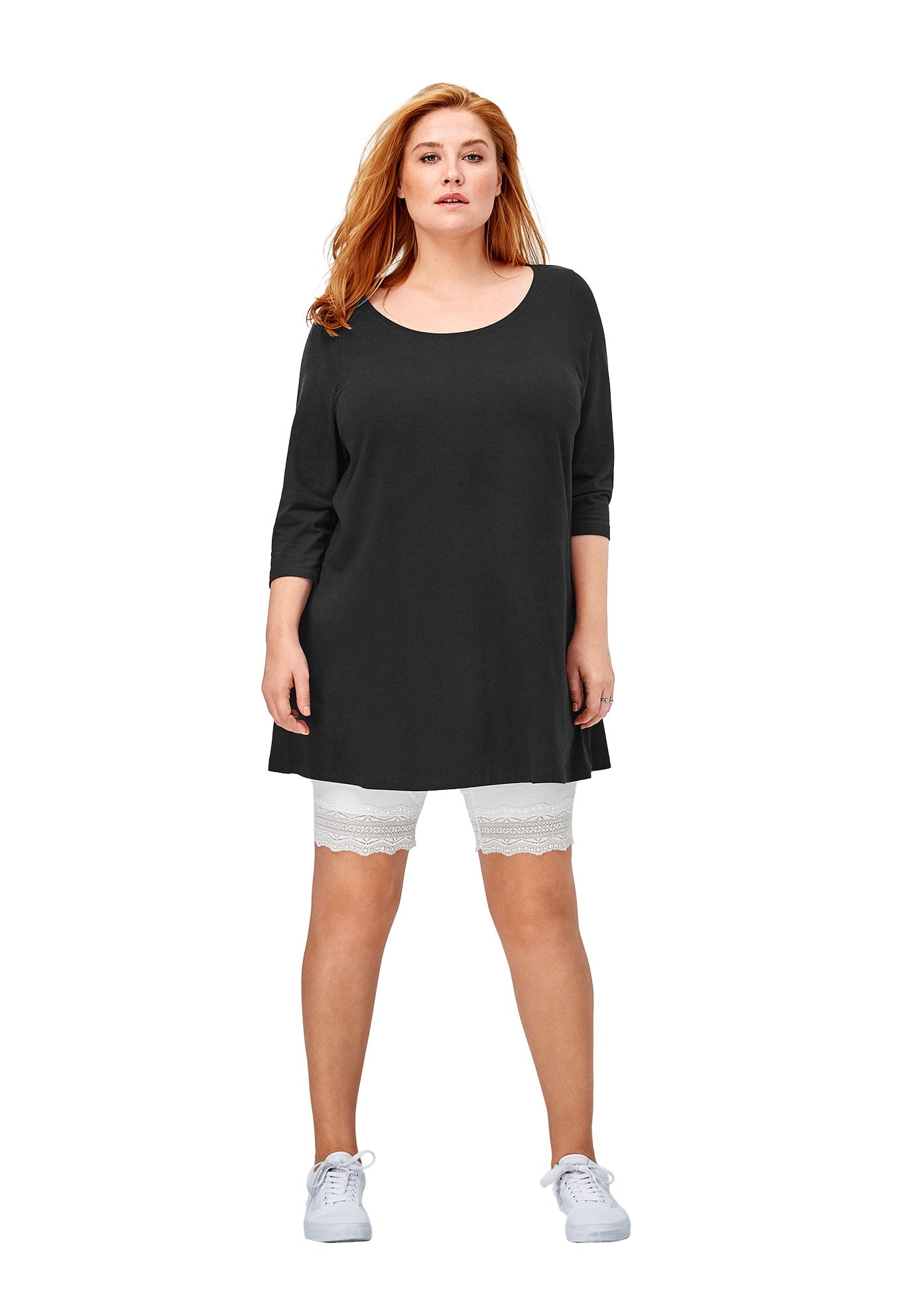 plus size lace trim bike shorts