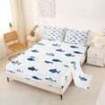 thumbnail image 2 of Castle Fairy Minimal Two-Tone Blue Fish King Sheets 4pcs,Small Scale Monochrome Aquatic Repeat Tile Bedding,Navy White,1 Fitted Sheet,1 Flat Sheet and 2 Pillowcases, 2 of 6