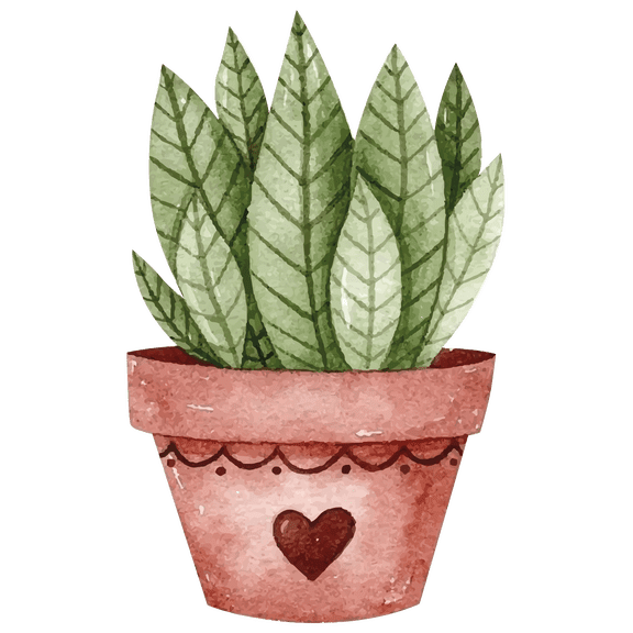 Cactus on a Pot with Heart Drawing Design for Living Room Vinyl Wall Decal - Plant Painting Art for Relaxing Bedroom Wall Decoration - 20" x 31"