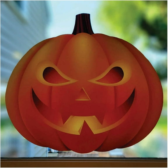 4 x Large (12") Pumpkin Window Clings. Halloween Window Clings. Halloween Decals. Double Sided O Lantern Spooky Home Decor. Decorative Pumpkin Stickers. No Adhesive. Reusable. Made in America.