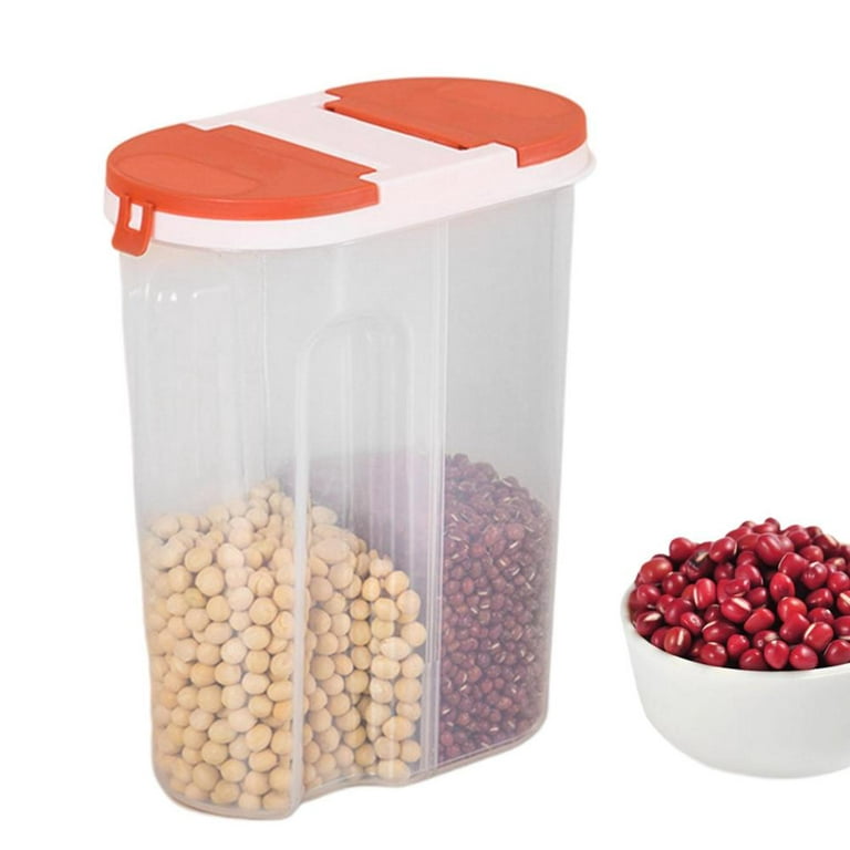 Cereal Container Large Capacity Food Bucket Dispenser With Easy Pouring Lid  Storage Tank Food Container Double-grid Cereal Box
