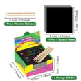 thumbnail image 2 of Papel de raspado en caja, 100 piezas, con bolígrafo de bambú, para raspar, para niños, para guardería, para pintar grafitis, 2 of 4