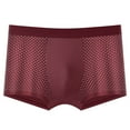 thumbnail image 2 of zeranth Men Boxers Elastic Mid Waist Solid Color Ice Silk Mesh Seamless Soft Breathable U Convex Quick Dry Moisture-wicking Firm Stitching Men Underpants Underwear, 2 of 7