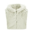 thumbnail image 5 of Hxshgdsn Womens Faux Fur Shrugs Jacket Trendy Lapel Sleeveless Full Zipper Crop Cardigans Vest Y5K Beige S, 5 of 5