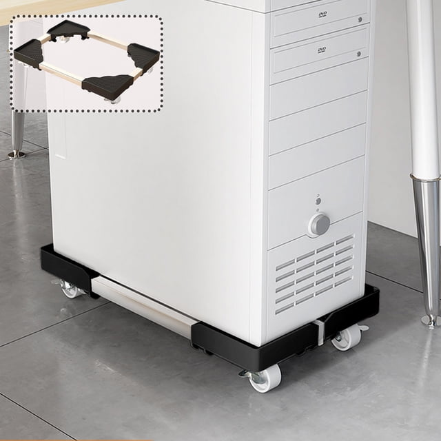 Uscallm Computer Tower Stand Mobile Base Retractable Storage Rack With Wheels For PC Case Home Office Desktop CPU Holder Organizer