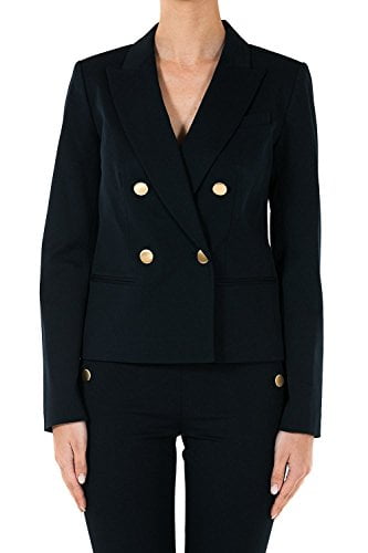 Double-Breasted Twill Blazer Jacket 