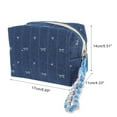 thumbnail image 2 of Unique Bargains 1 Pc Lightweight Heart Bow Pillow Bag Makeup Bag for Vacation Dark Blue Canvas, 2 of 6