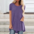 thumbnail image 2 of CHOK Hauts pour Femmes T-Shirts à Manches Courtes pour Femmes Liquidation Couleur Unie Grande Taille Tendance Été Coupe Décontractée T-Shirts Chemises Décontractées Col Rond Chemises Fluides Blouses Hauts Noir G, 2 of 5