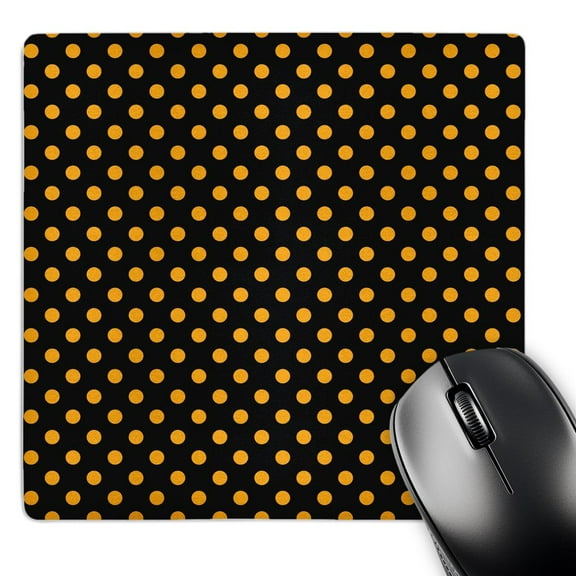 3dRose, Black and Orange Polka Dots - Halloween Colors, MousePad