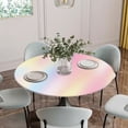 thumbnail image 5 of Pink Purple Round Tablecloth for 36-44 Inch Tables,Fitted Table Cover with Elastic Edge,Modern Colorful Ombre Abstract Tie Dye Art Waterproof Outdoor Table Cloth Protector for Patio Garden Dinner, 5 of 9