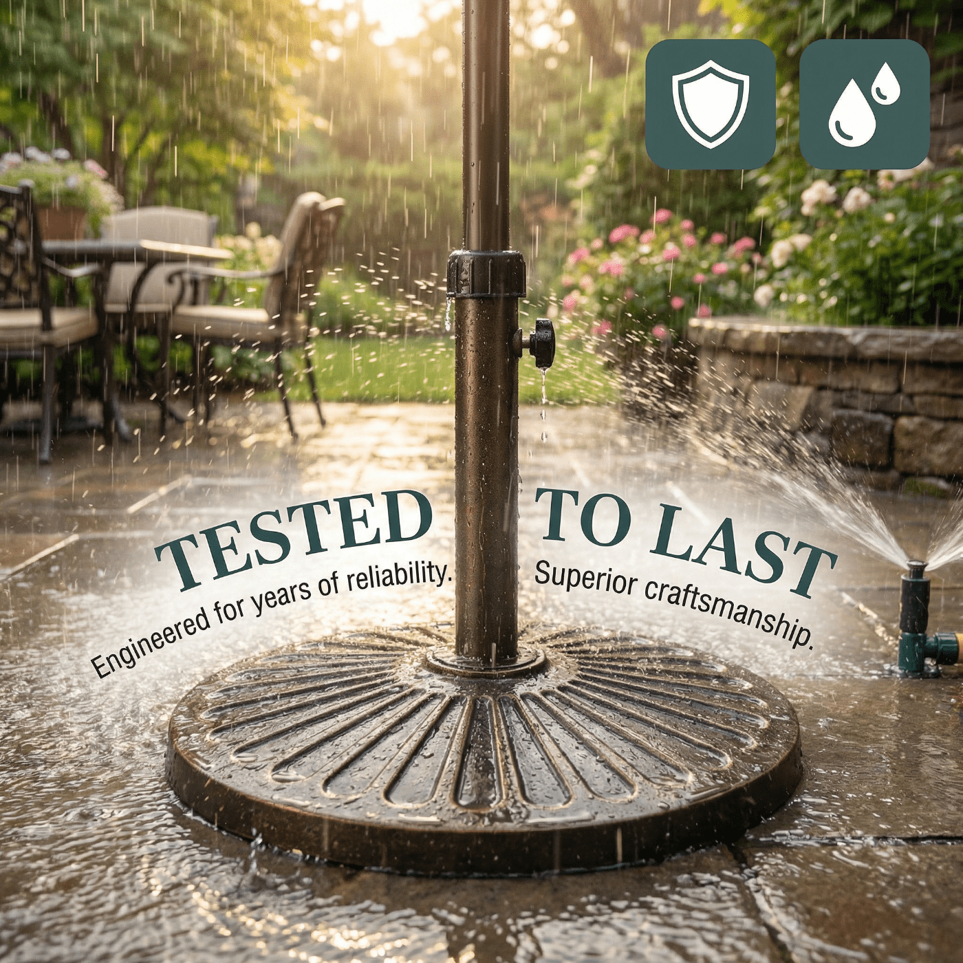 Bibana 18" 30.2-lbs Heavy Duty Round Antiqued Umbrella Base for Patio, Outdoor - Bronze