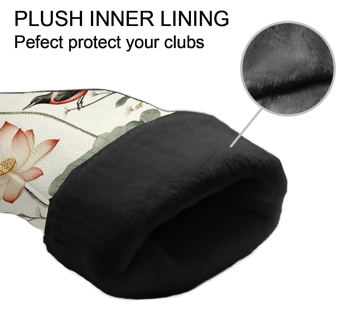 Golf Head Covers Chinese Style Pattern for Driver, Wood & Hybrid, Premium Waterproof PU Leather with Plush Lining, Oriental Golf Gifts