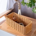 thumbnail image 3 of Rattan Style Multi-Purpose Storage Basket – Plastic Woven Organizer Bin for Bathroom, Living Room, Kitchen & Desktop, 3 of 6