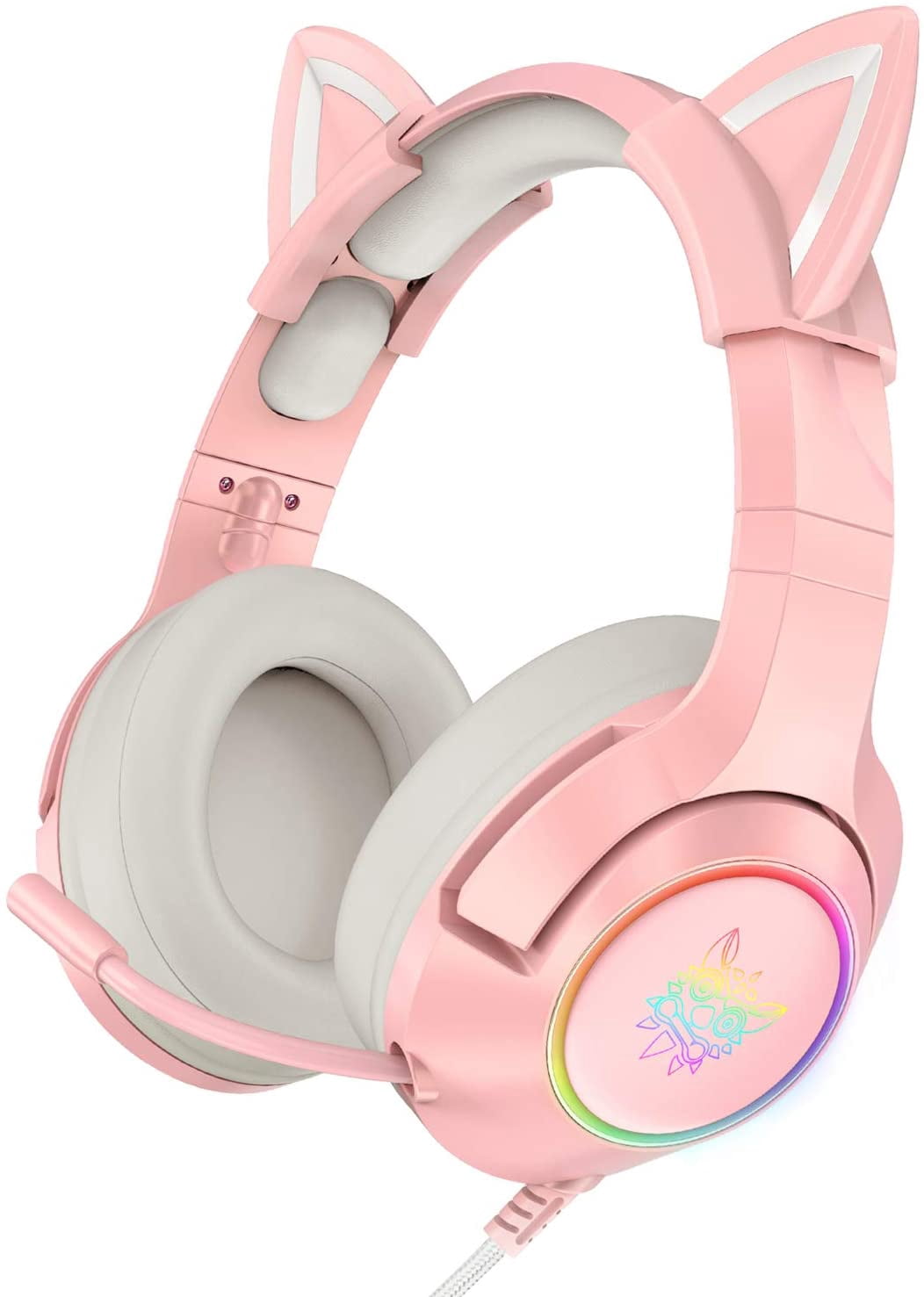 Pink Gaming Headset with Removable Cat 